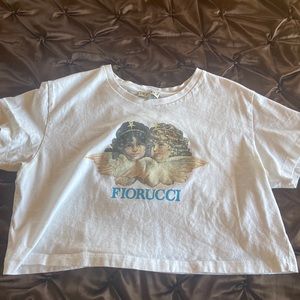 fiorucci cropped white tee size L!
